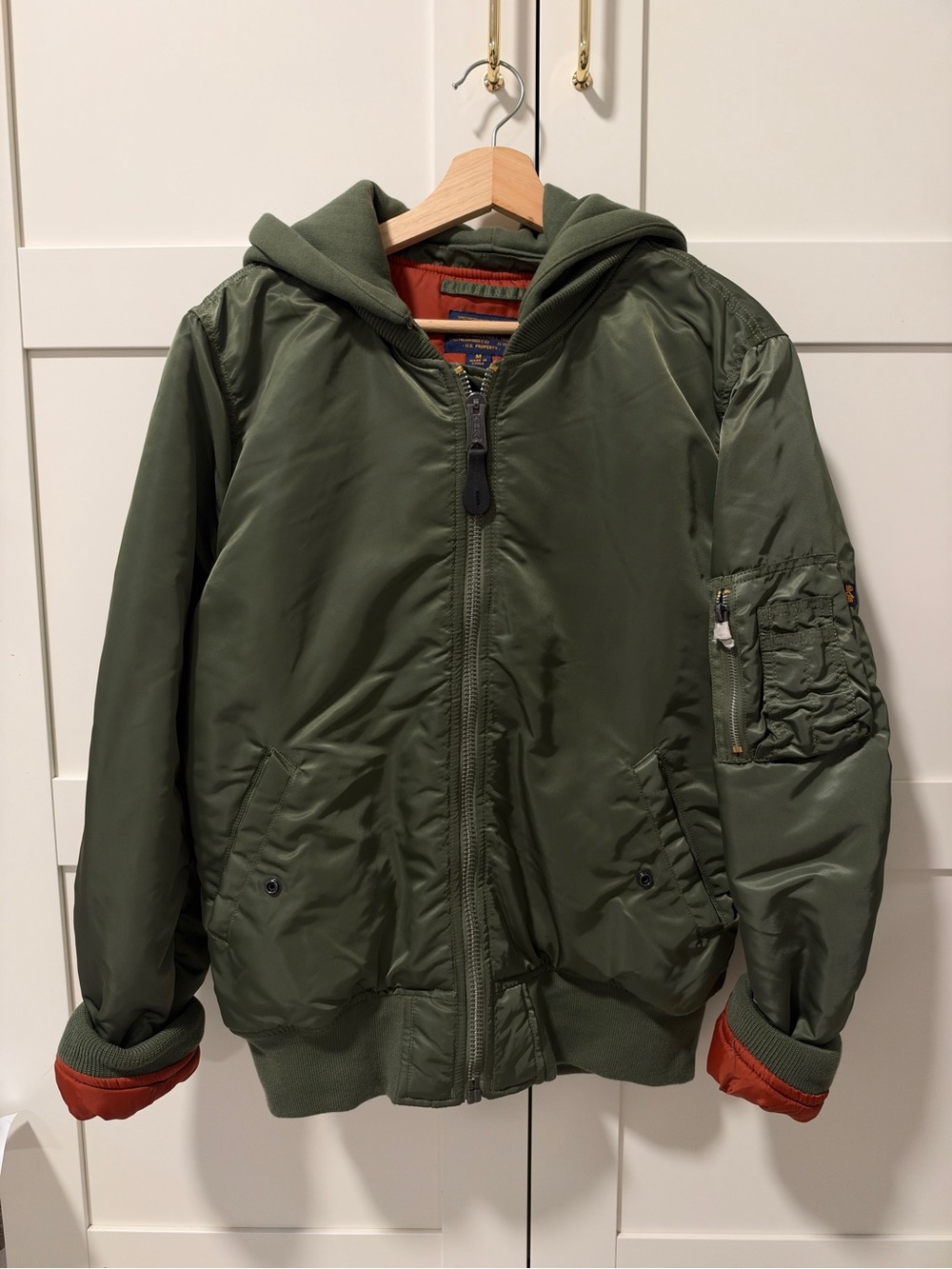 Alpha X Mademe Hooded Ruched MA-1 Bomber Jacket - Green